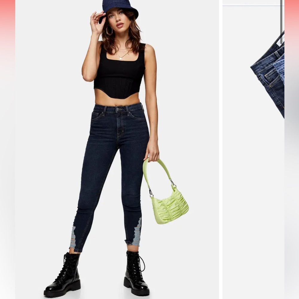 ๐ฅ๐HOST PICK๐๐ฅ NWT $80 Topshop Jamie skinny jeans with ripped hem size 4 - Picture 3 of 14